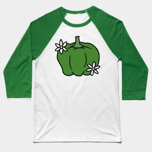 Green Pepper with Blossoms Baseball T-Shirt